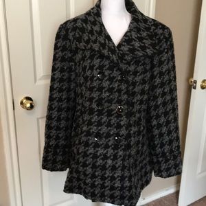 Steve Madden peacoat houndstooth Sz 2x black gray